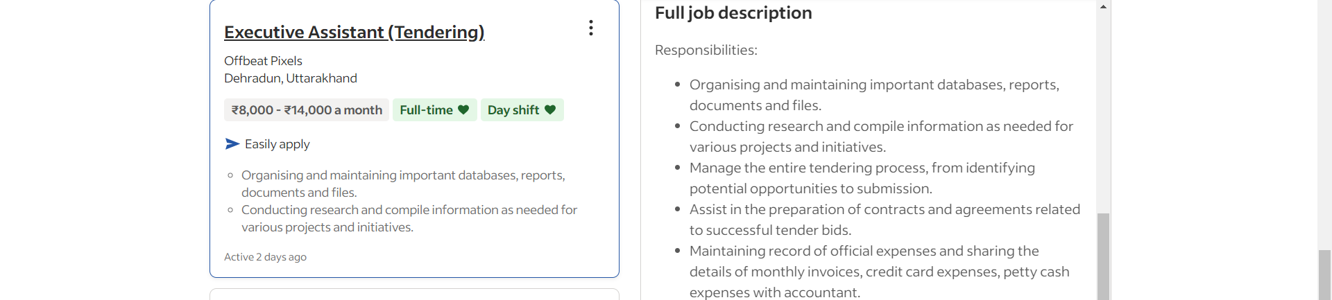 Executive Assistant (Tendering)